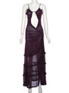 Laila Maxi Dress With Ruffle Bottom - Purple