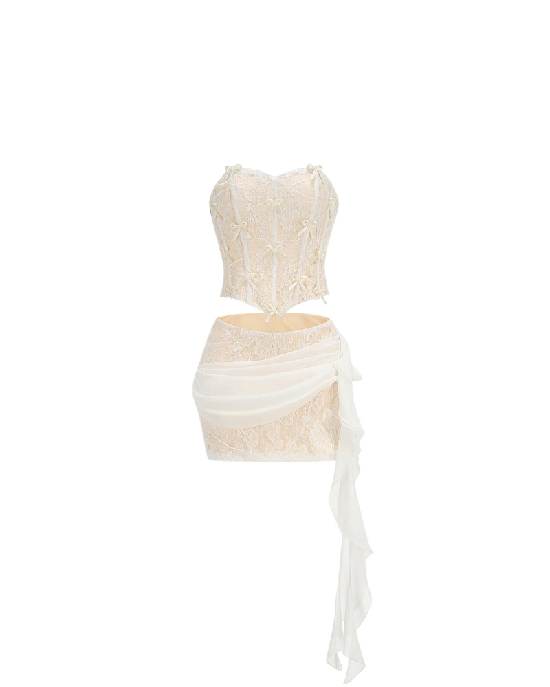 Strapless Lace Corset Two Piece