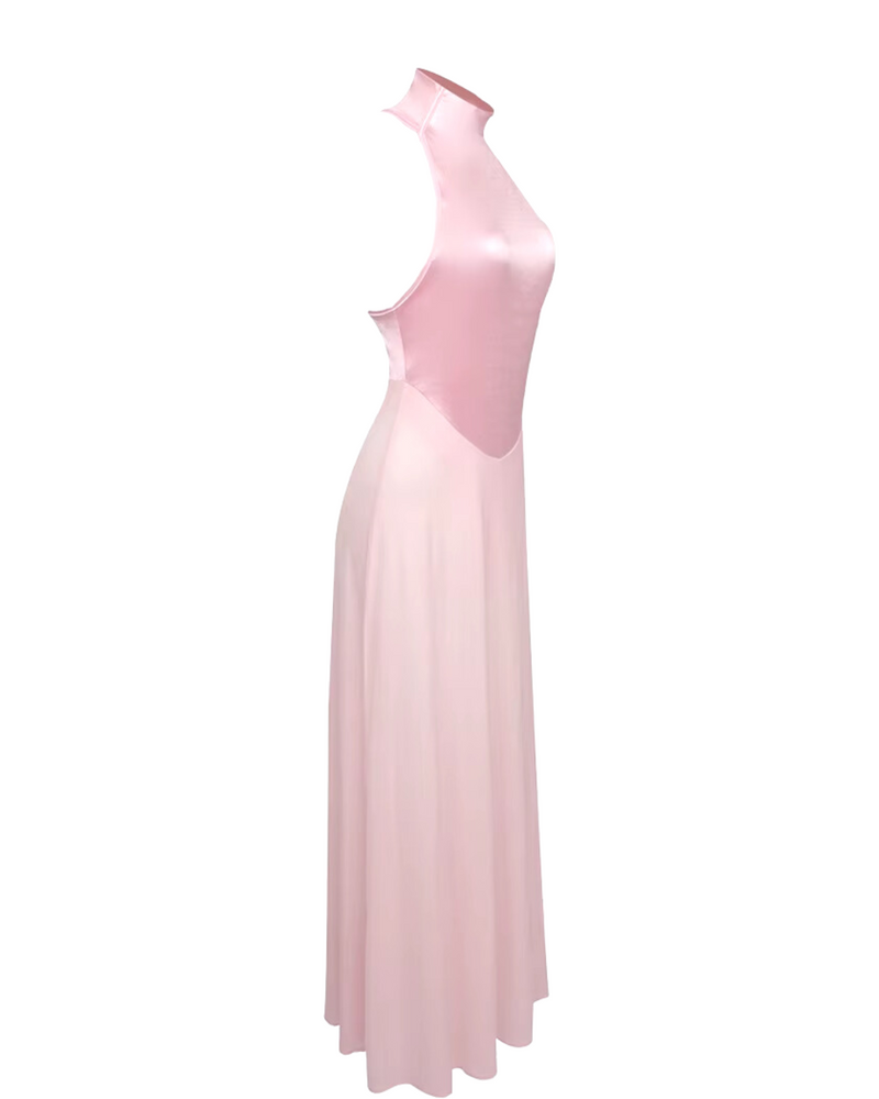Pink Halter A-Line Maxi