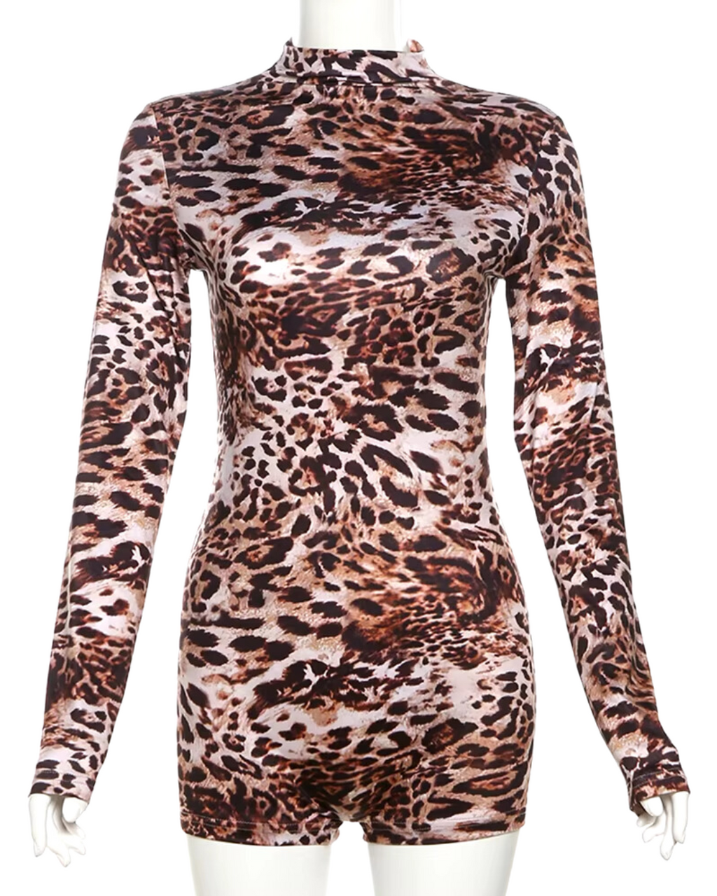 Long Sleeve Leopard Print Romper