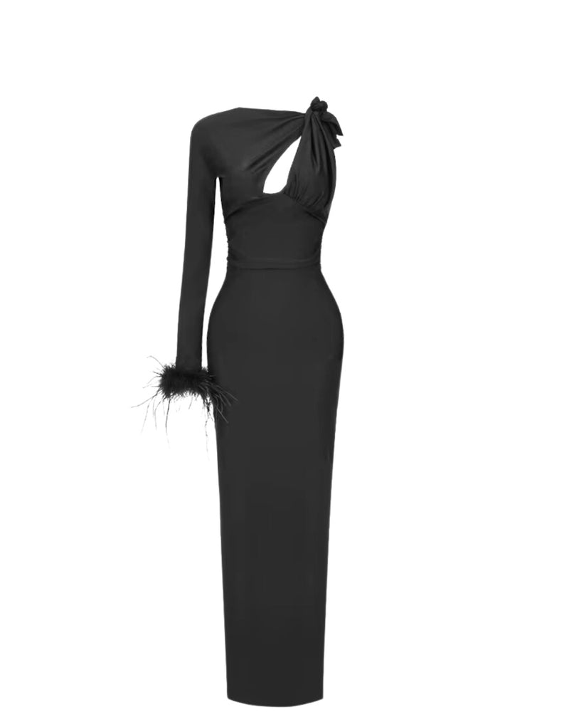 Midnight Feather Elegance Maxi