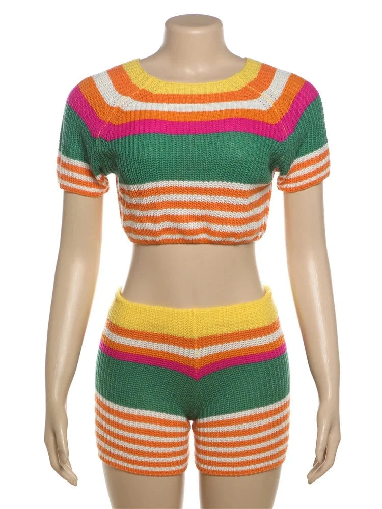 Rainbow Knit Short Set