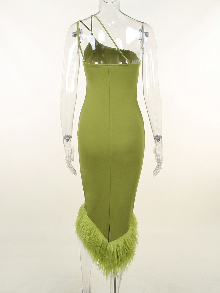 Fiona Fur Bottom Midi Dress