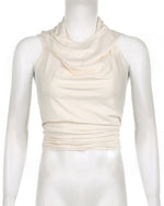 Hooded Backless Tie Waist Cropped Tank
