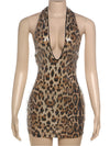 Leopard Halter Sequined Mini