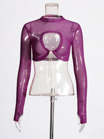 Violet Allure Sheer Mesh Top