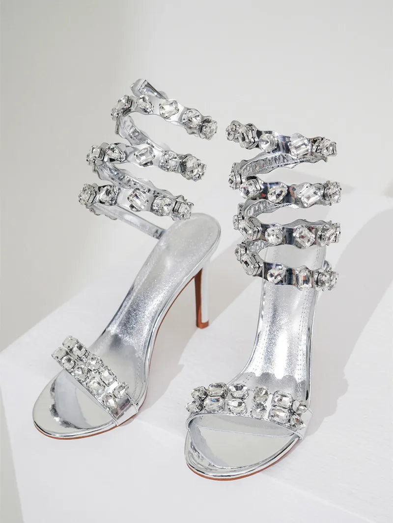 Crystal Embellished Wraparound Heel
