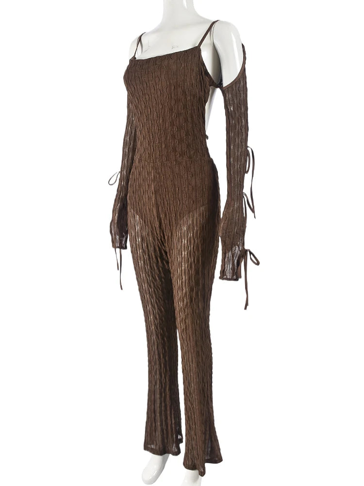 Mocha Textured Jumpsuit