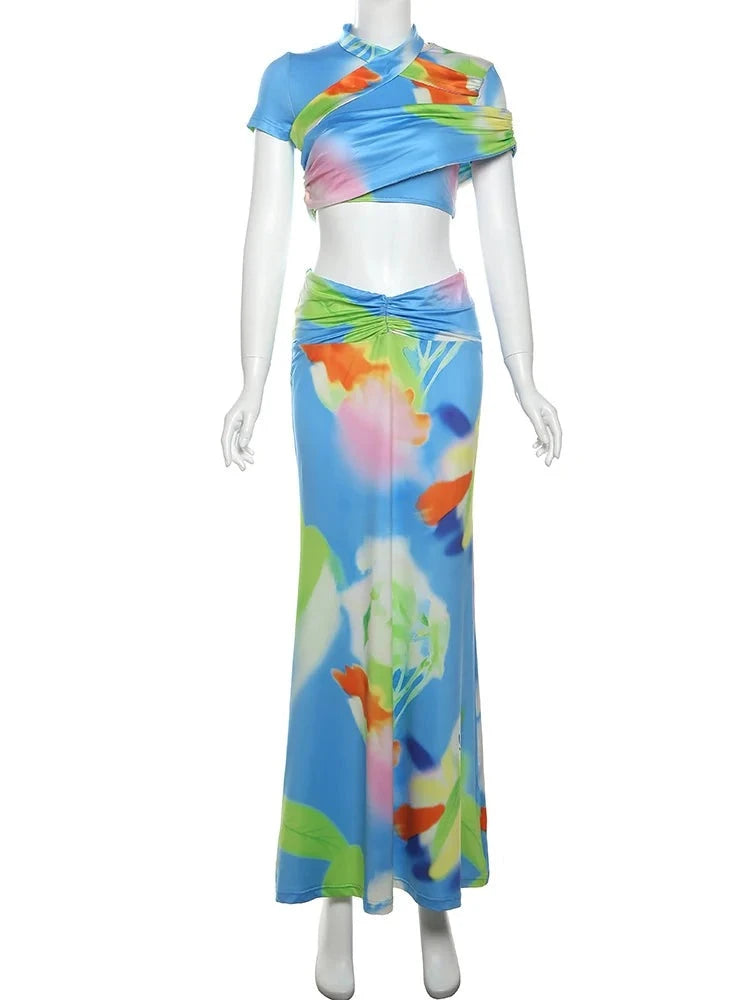 Taina Multicolor Maxi Skirt Set