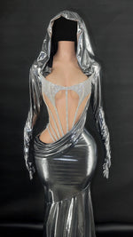 Luxe Metallic Hooded Gown