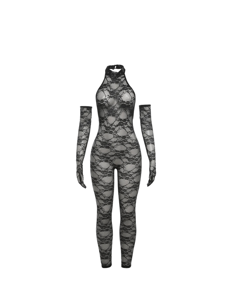 Mayra Full Lace Jumpsuit With Gloves