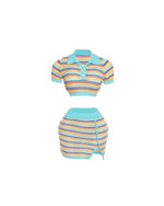 Rainbow Knit Striped Skirt Set