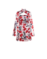 Rose Print Satin Mini Dress