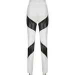 Contrast Patchwork PU Leather Pant