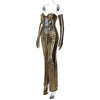 Cut Out Metallic Dress With Gloves