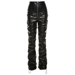 Faux Leather High Waist Stacked Pants