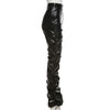 Faux Leather High Waist Stacked Pants