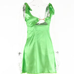 Satin Backless V-Neck Mini Dress