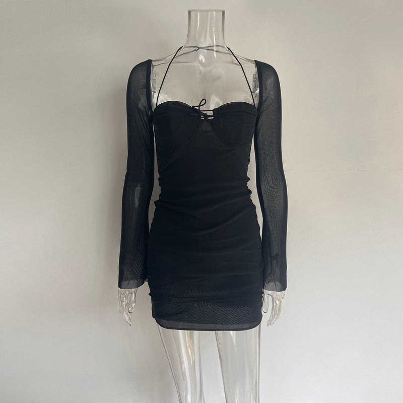 Sheer Sleeve Brunch Dress