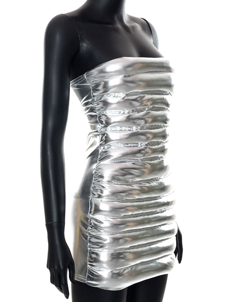 Metallic Puffer Mini Dress