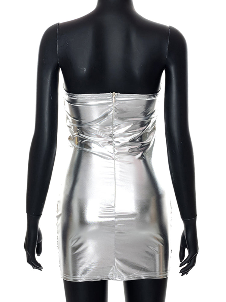 Metallic Puffer Mini Dress